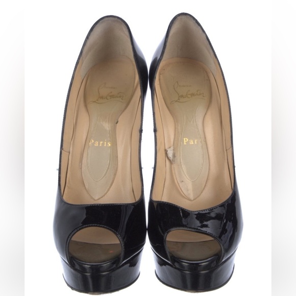 Gorgeous Patent Leather Christian Louboutin Lady Peep Heels, Size 10 - Picture 4 of 5